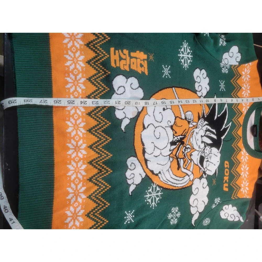 Dragon Ball Goku Ugly Christmas Sweater Green Orange Kid Goku Nimbus Mens Large